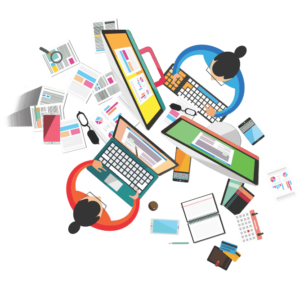 social-crm-game-group-work-computer-station-illu-banner